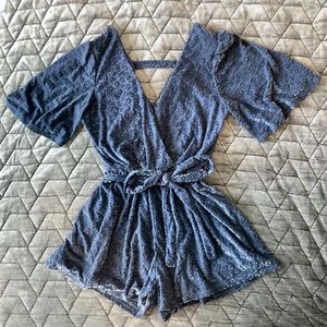 Sadie & Sage Velvet Floral Accent Romper